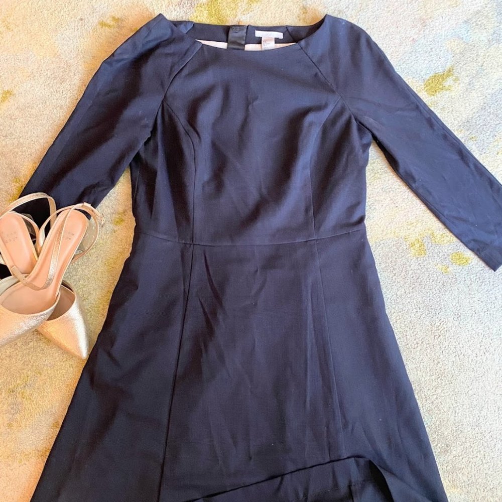 Beautiful boat neck navy dress